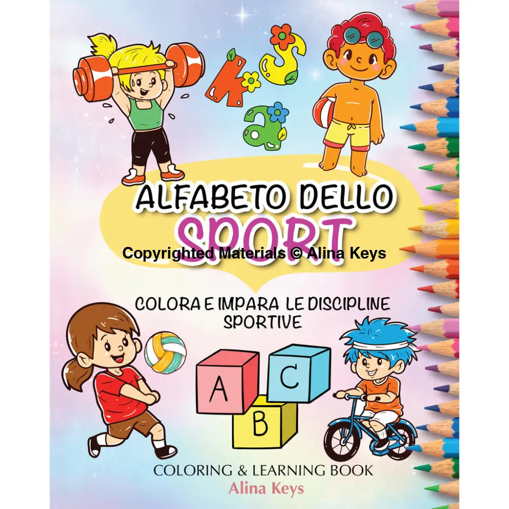 Abc Alphabet Of Sports Coloring Book For Kids Ita- Italian Books