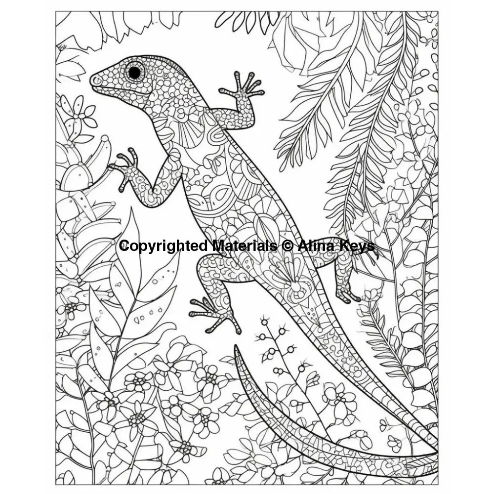 intricate patterned lizard coloring pages