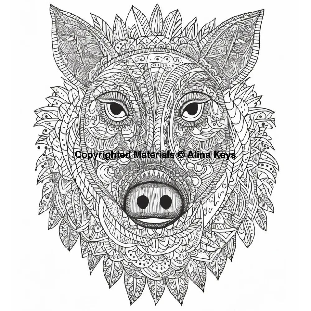symmetrical intricate pattern boar coloring pages