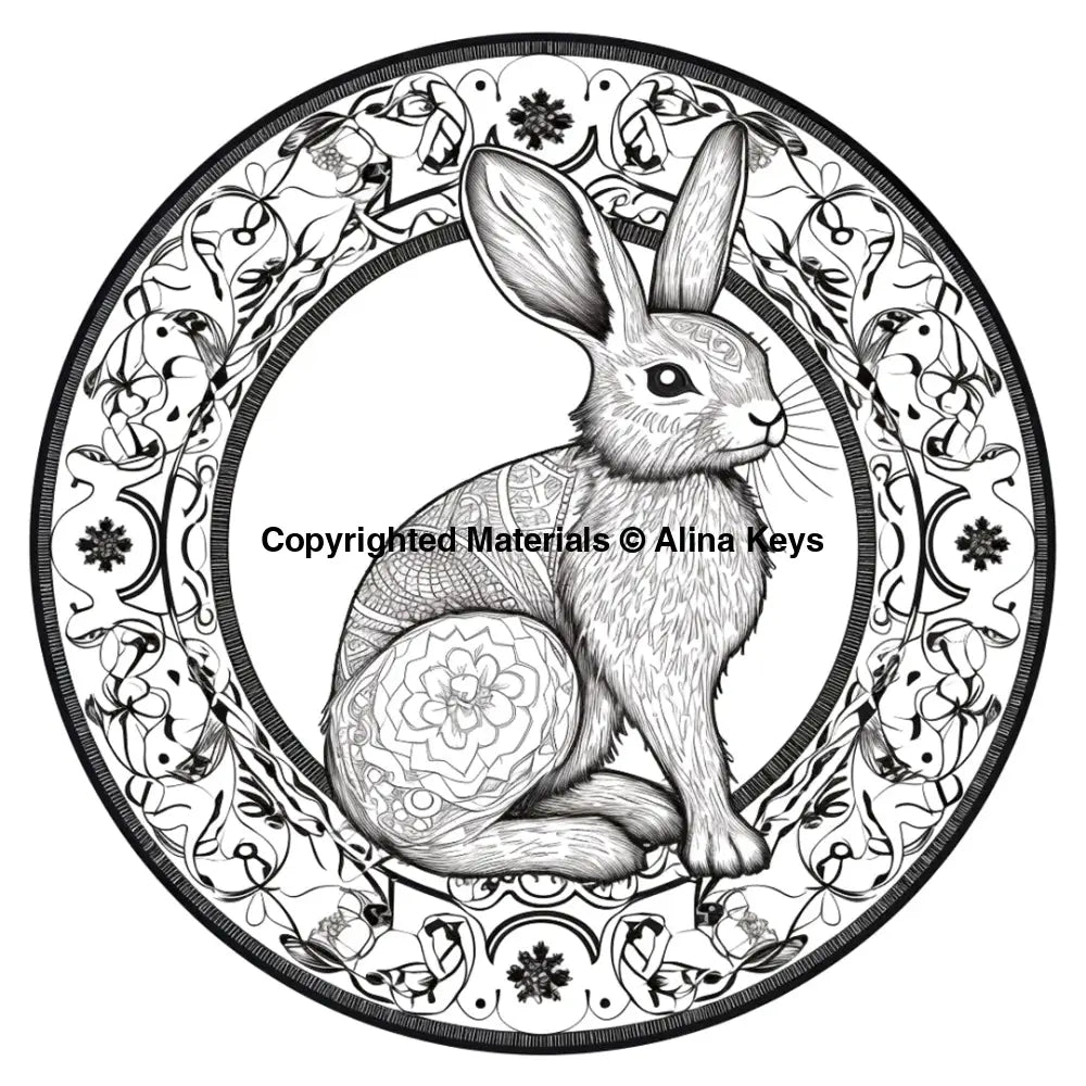 intricate mandala design rabbit coloring pages
