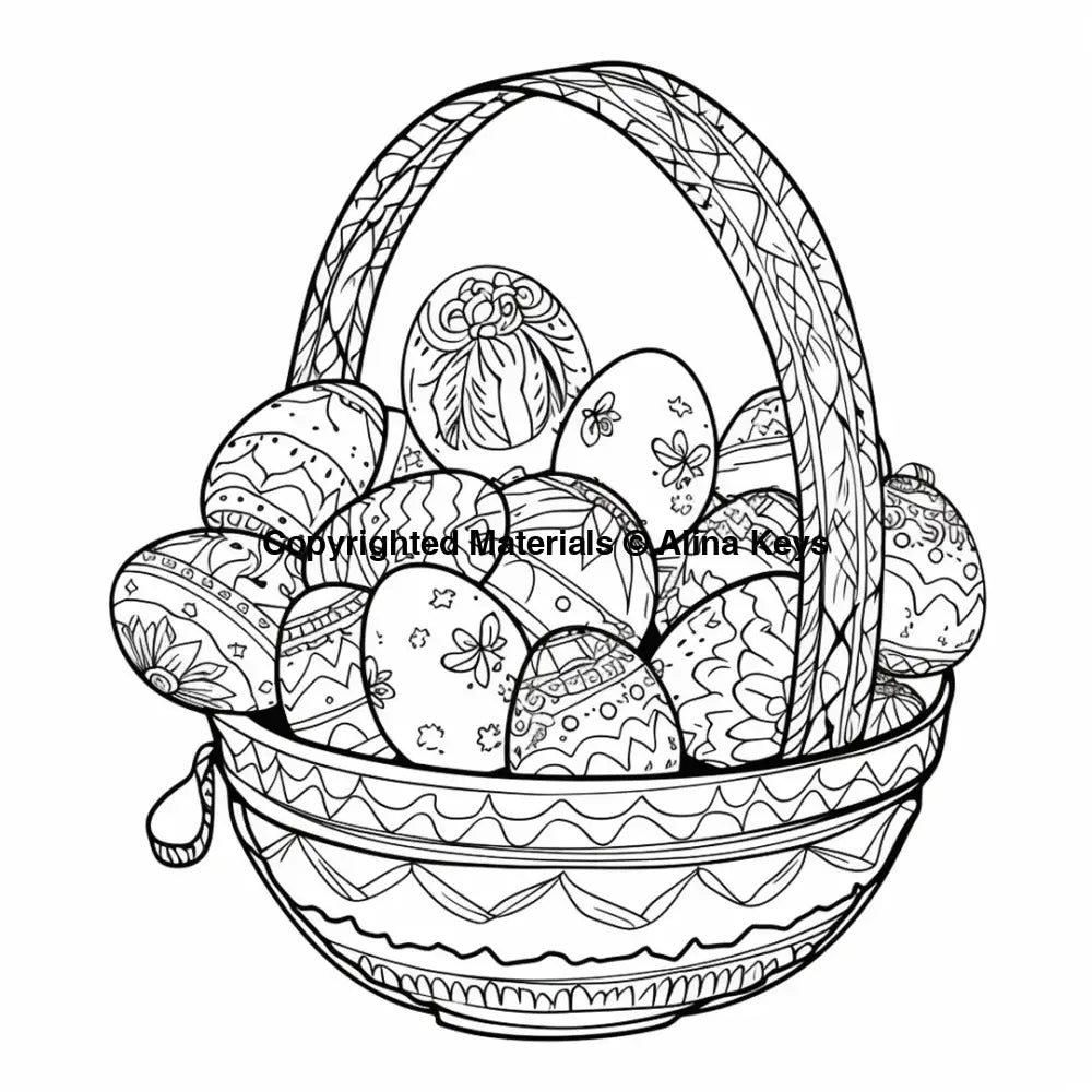 easter egg in basket coloring pages