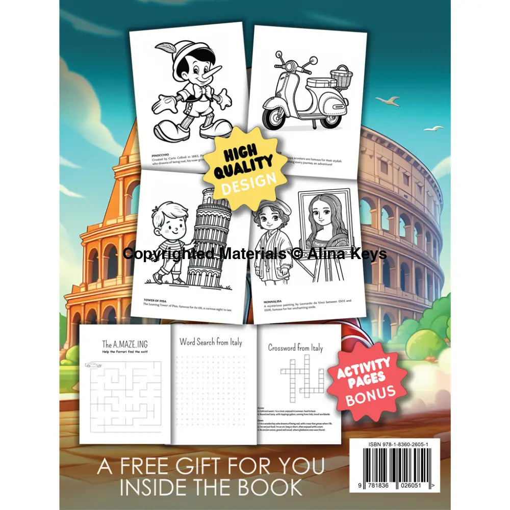 Italian Culture Coloring Pages Back Cover