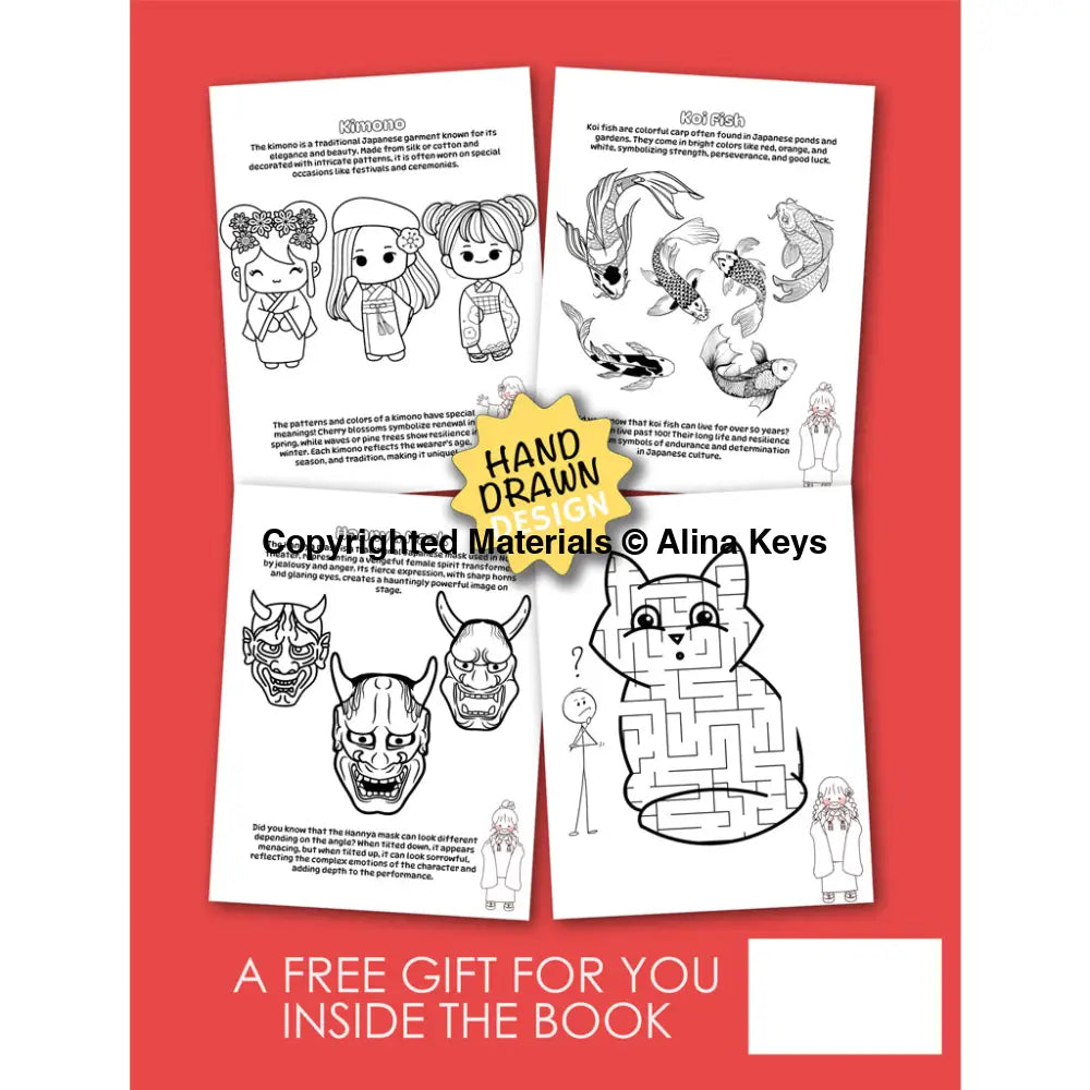 Japanese Culture Coloring Book For Adults And Kids Books