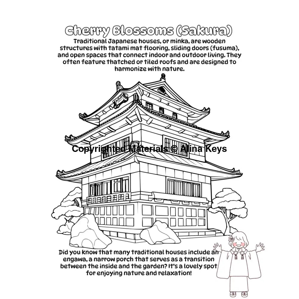 Japanese Culture Coloring Book For Adults And Kids Books