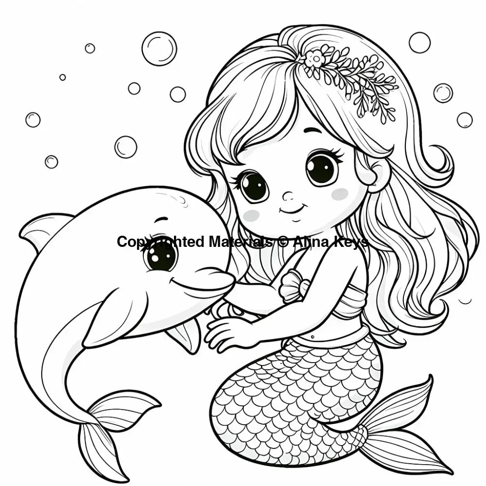 dolphin and mermaid with tail coloring page