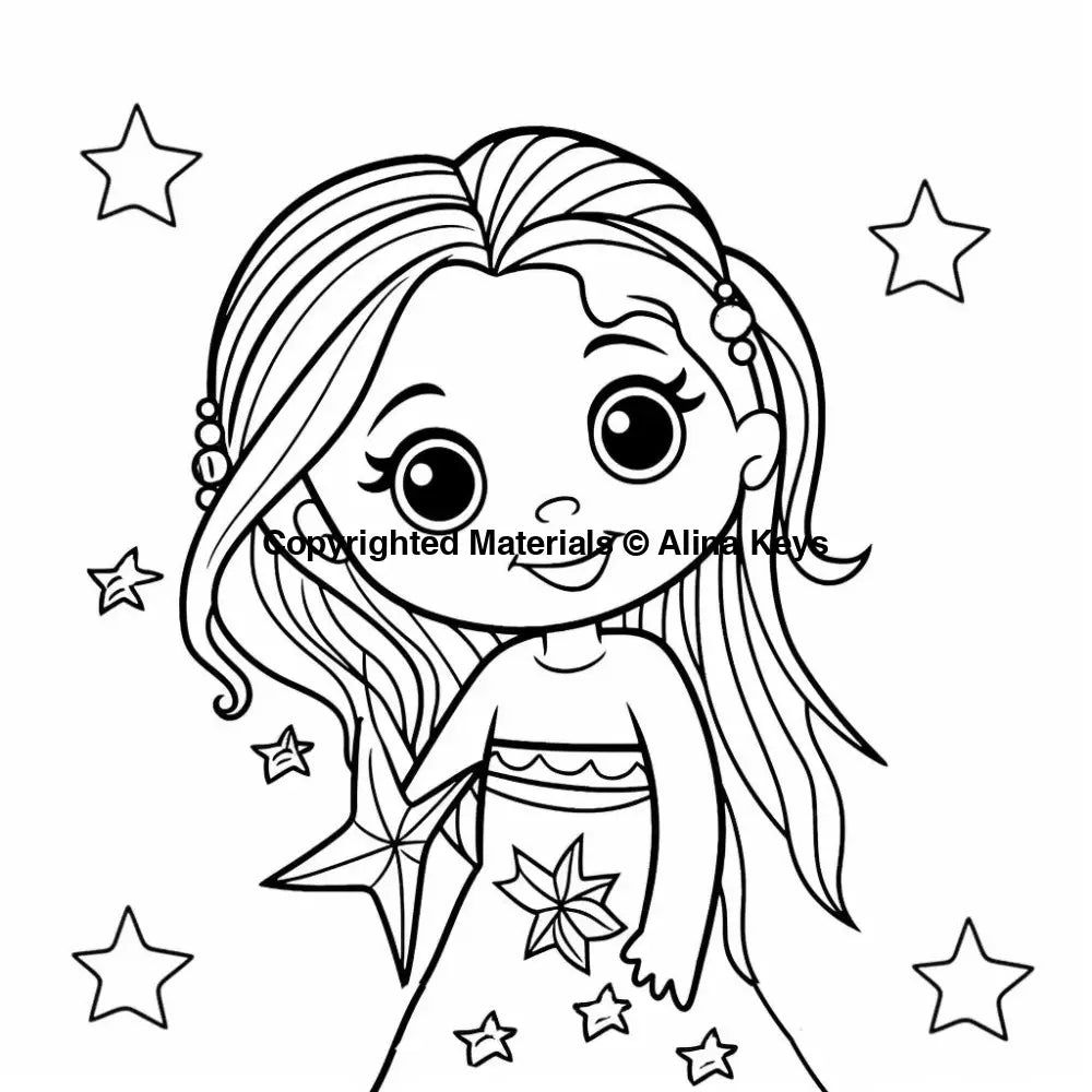 star loving girl coloring pages kids
