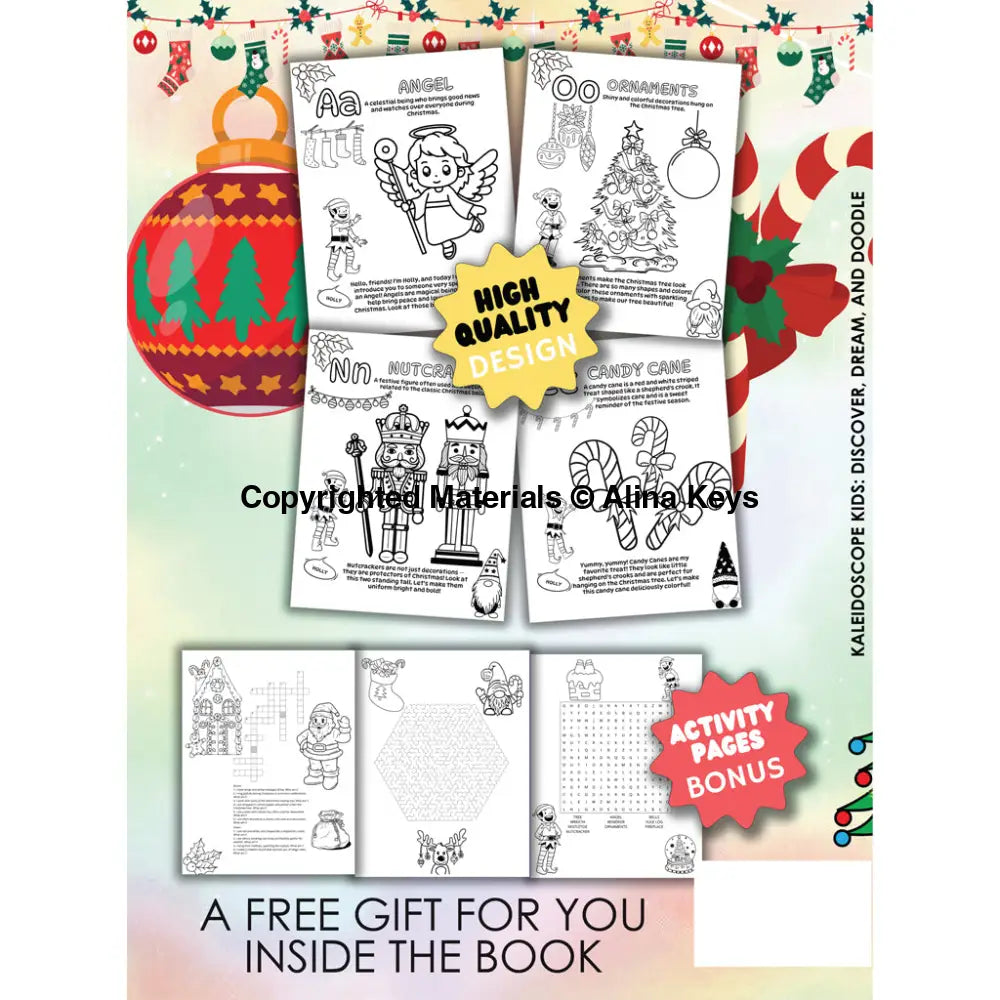 Abc Alphabet Of Traditional Christmas Coloring Book For Kids Books