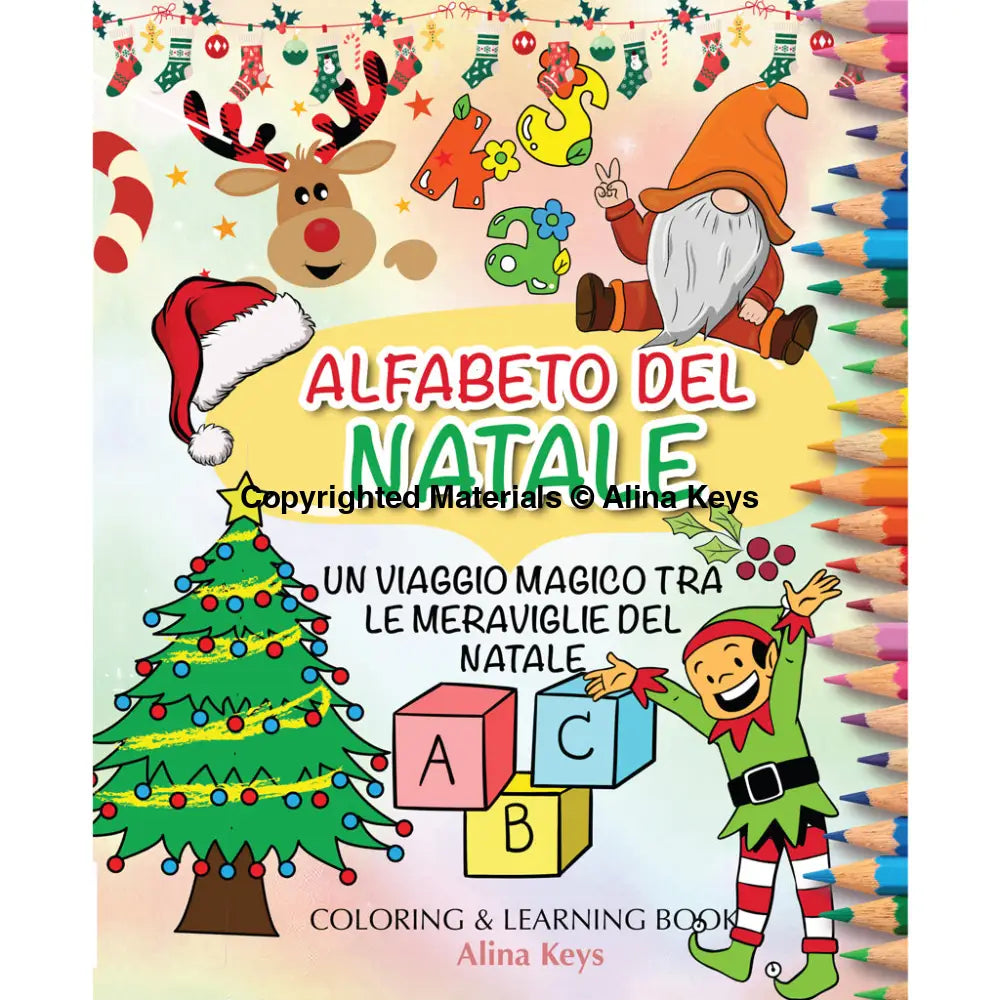 Abc Alphabet Of Traditional Christmas Coloring Book For Kids Ita- Italian Books
