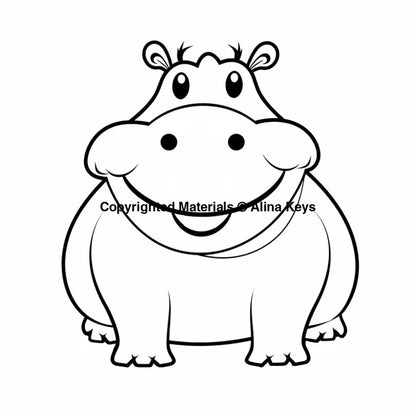 cute hippopotamus coloring page