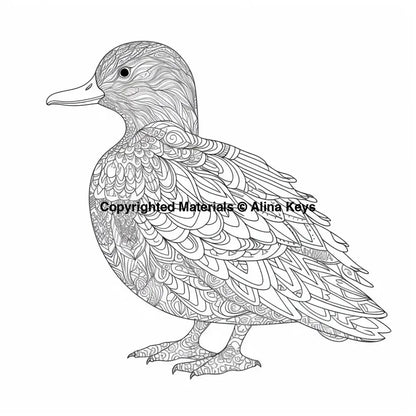 intricate pattern duck coloring pages
