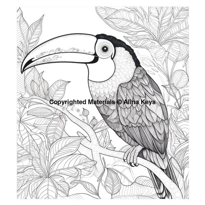 intricate pattern toucan coloring pages