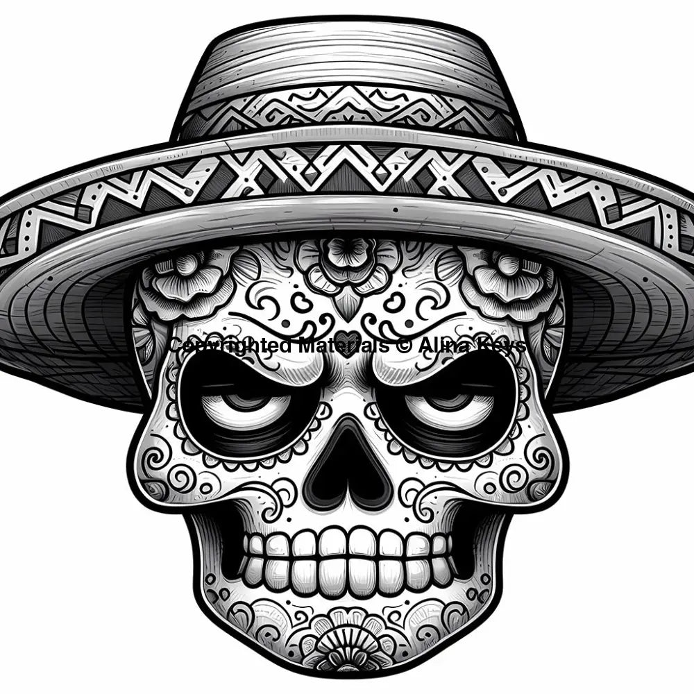 the day of the dead skull coloring page