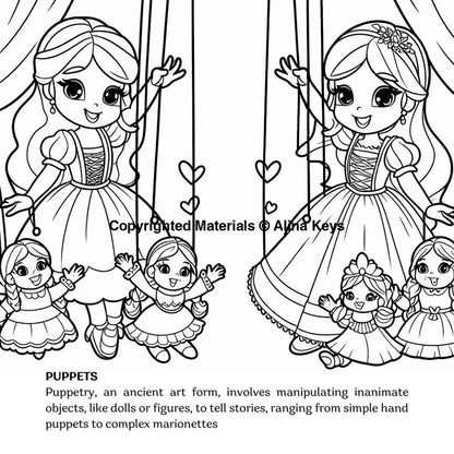 italian puppetry puppets coloring page
