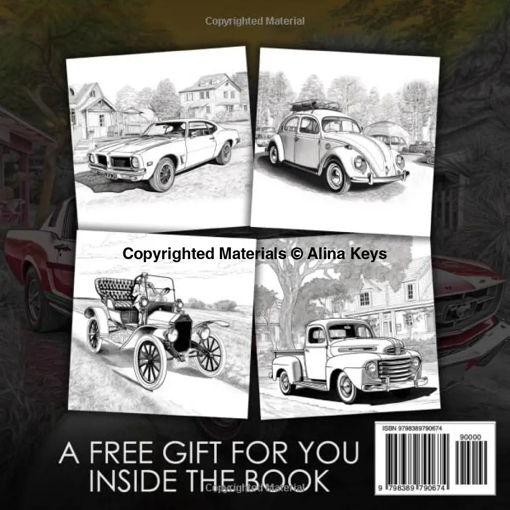Nostalgic Cars Journey Therapeutic Coloring Book for Seniors Back Cover