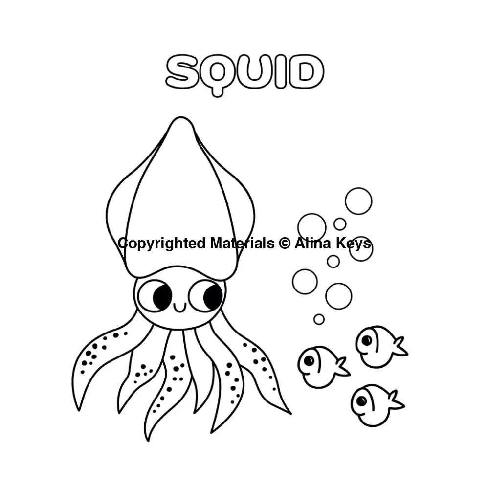 Squid Coloring Pages