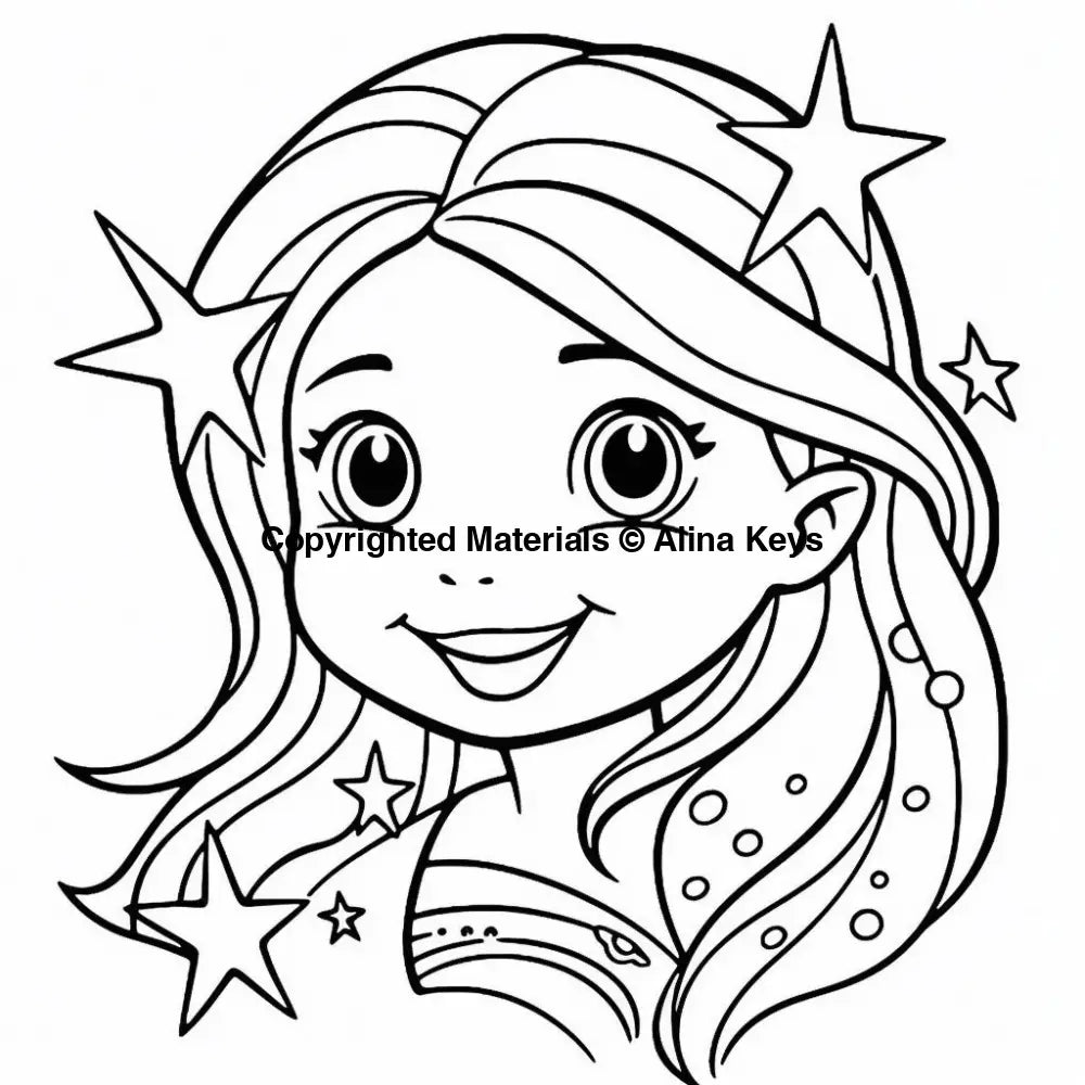 cute star loving girl coloring pages kids