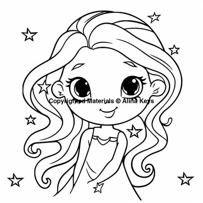 cute girl star coloring page kids