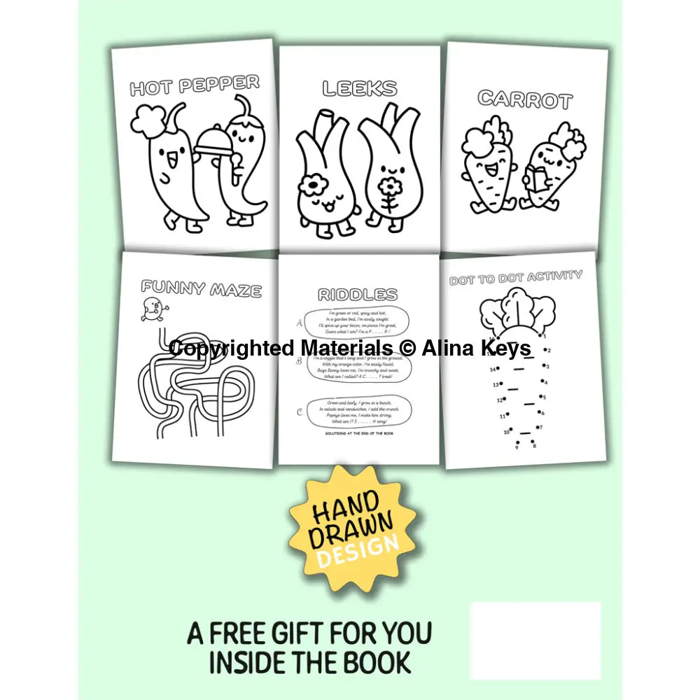 Vegetable Friends Kawaii Coloring Book Back
