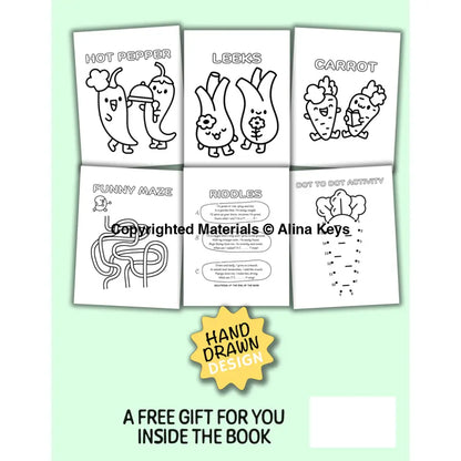 Vegetable Friends Kawaii Coloring Book Back