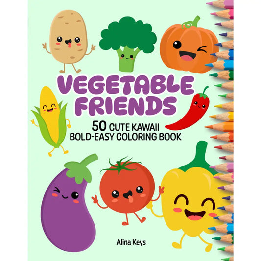 Vegetable Friends Kawaii Coloring Book Front