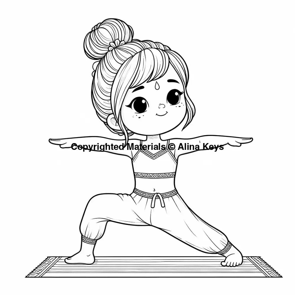warrior two virabhadrasan yoga coloring pages