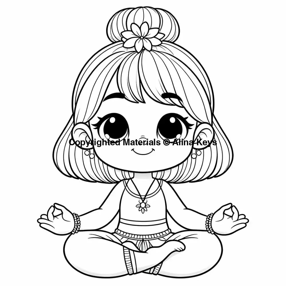 sukhasana easy pose yoga coloring pages
