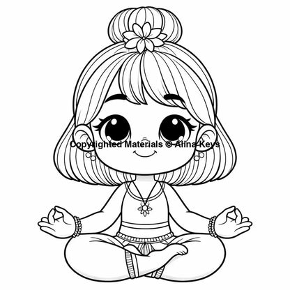 sukhasana easy pose yoga coloring pages
